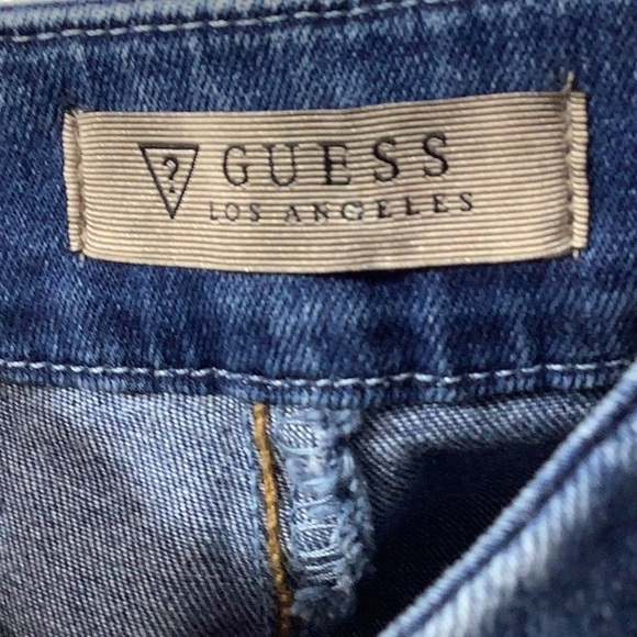 GUESS NWT - Sz 24 - invasion wash high low denim longette skirt distressed - Picture 9 of 13